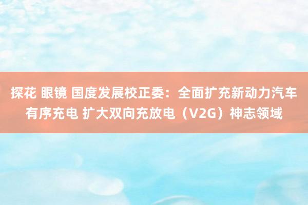 探花 眼镜 国度发展校正委：全面扩充新动力汽车有序充电 扩大双向充放电（V2G）神志领域