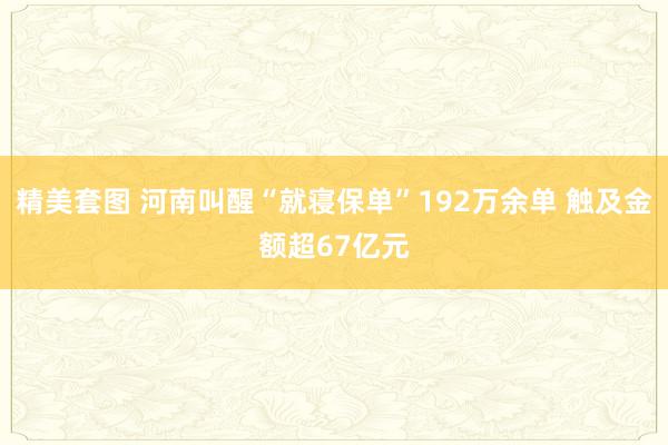 精美套图 河南叫醒“就寝保单”192万余单 触及金额超67亿元