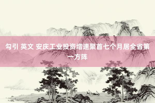 勾引 英文 安庆工业投资增速聚首七个月居全省第一方阵