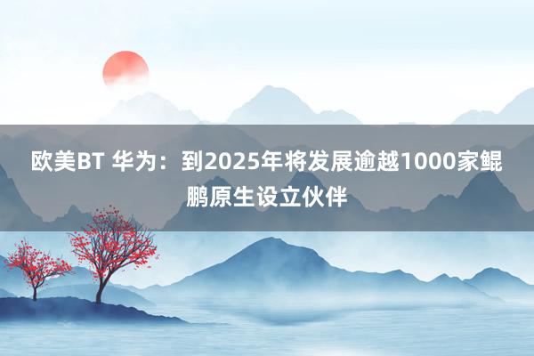 欧美BT 华为：到2025年将发展逾越1000家鲲鹏原生设立伙伴