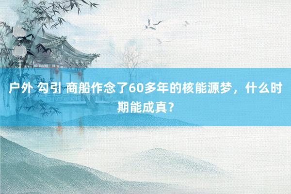 户外 勾引 商船作念了60多年的核能源梦，什么时期能成真？