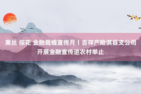 黑丝 探花 金融栽植宣传月丨吉祥产险淇县支公司开展金融宣传进农村举止