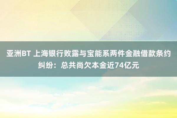 亚洲BT 上海银行败露与宝能系两件金融借款条约纠纷：总共尚欠本金近74亿元