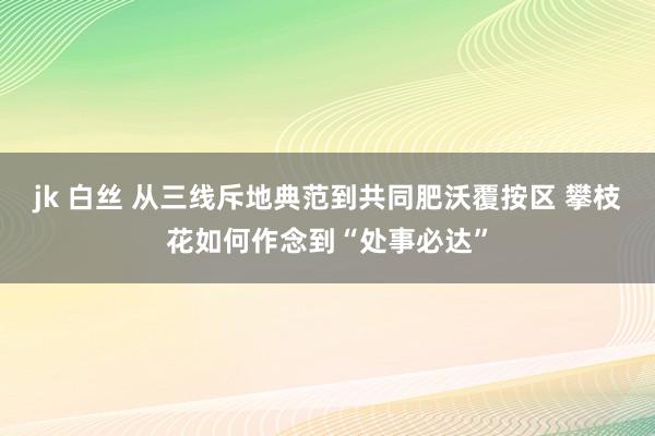 jk 白丝 从三线斥地典范到共同肥沃覆按区 攀枝花如何作念到“处事必达”