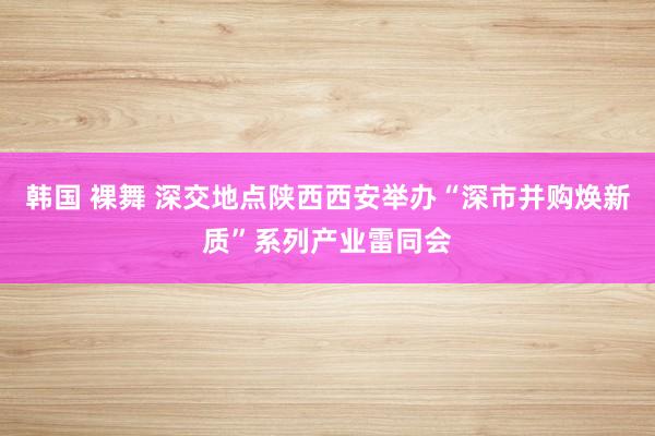 韩国 裸舞 深交地点陕西西安举办“深市并购焕新质”系列产业雷同会