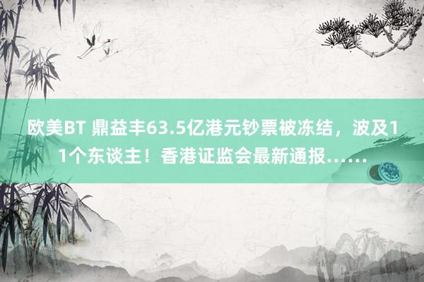 欧美BT 鼎益丰63.5亿港元钞票被冻结，波及11个东谈主！香港证监会最新通报……