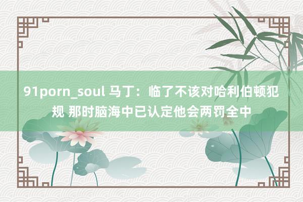 91porn_soul 马丁：临了不该对哈利伯顿犯规 那时脑海中已认定他会两罚全中