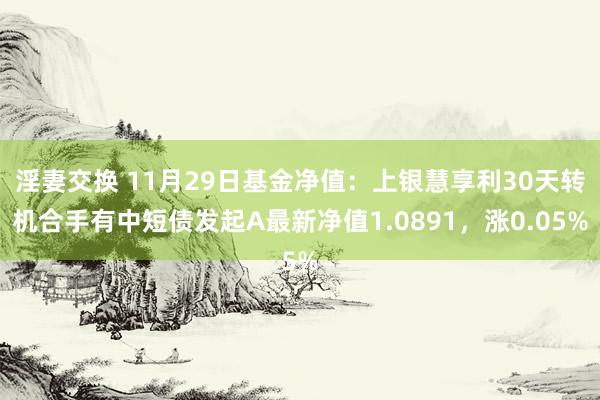 淫妻交换 11月29日基金净值：上银慧享利30天转机合手有中短债发起A最新净值1.0891，涨0.05%