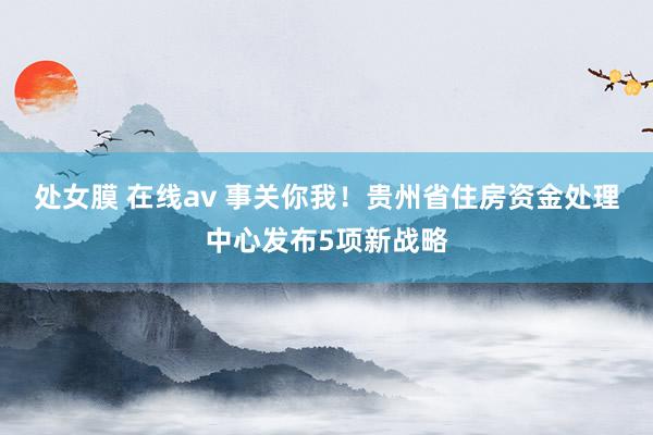 处女膜 在线av 事关你我！贵州省住房资金处理中心发布5项新战略