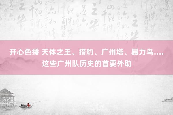 开心色播 天体之王、猎豹、广州塔、暴力鸟....这些广州队历史的首要外助