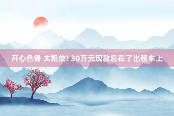 开心色播 太粗放! 30万元现款忘在了出租车上